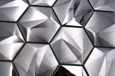 Échantillon manuel Acier inoxydable Hexagone Carreaux de mosaïque Hexagone 3D Acier Titane brillant/mat MOS128-SB_m