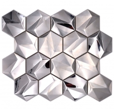 Échantillon manuel Acier inoxydable Hexagone Carreaux de mosaïque Hexagone 3D Acier Titane brillant/mat MOS128-SB_m