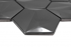 Échantillon manuel de mosaïque hexagonale en acier inoxydable 3D Tungsten brillant/mat MOS128-PL_m
