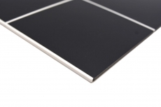 Échantillon manuel Tapis mosaïque autocollant en métal aspect carrelage noir avec joint blanc MOS200-B03_m