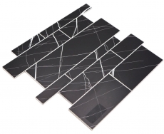 Échantillon manuel Tapis de mosaïque autocollant Vinyle aspect pierre noir blanc aspect Carrare Rectangulaire MOS200-SP04_m
