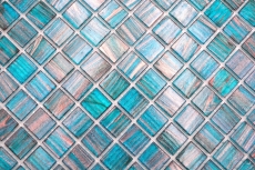 Motif main Mosaïque de verre Turquoise Bleu Perle Cuivre changeant MOS230-G62_m