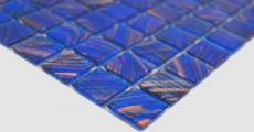 Motif main Mosaïque de verre Bleu Bleu signal Cuivre changeant MOS230-G17_m