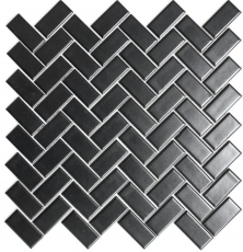 Carreau de mosaïque à chevrons Céramique noire mate MOS24-CHB06BM