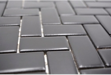 Carreau de mosaïque à chevrons Céramique noire mate MOS24-CHB06BM