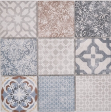 Jasba Pattern mosaïque céramique grès multicolore mat rétro cuisine salle de bain douche MOSJBPV20 1 tapis