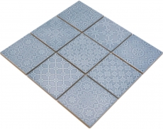 Jasba Clara mosaïque céramique grès bleu nordique brillant aspect rétro cuisine salle de bains douche MOSJBC135 1 tapis