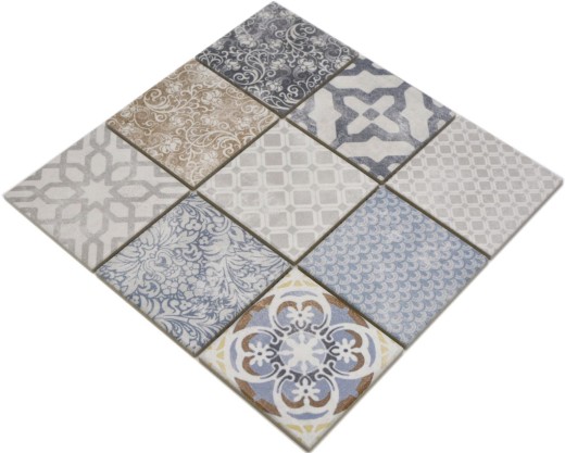 Motif main Jasba Pattern mosaïque céramique grès multicolore mat aspect rétro cuisine salle de bain douche MOSJBPV20_m