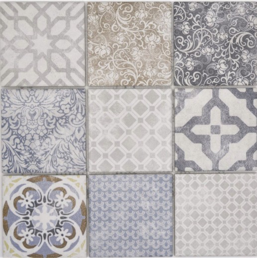 Motif main Jasba Pattern mosaïque céramique grès multicolore mat aspect rétro cuisine salle de bain douche MOSJBPV20_m