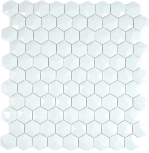 Mosaïque de verre Hexagonal Mosaïque hexagonale blanche 3D Carreaux de mosaïque murale Miroir de carrelage cuisine salle de bain MOS11-AR01