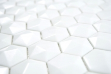 Mosaïque de verre Hexagonal Mosaïque hexagonale blanche 3D Carreaux de mosaïque murale Miroir de carrelage cuisine salle de bain MOS11-AR01