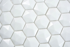 Mosaïque de verre Hexagonal Mosaïque hexagonale blanche 3D Carreaux de mosaïque murale Miroir de carrelage cuisine salle de bain MOS11-AR01