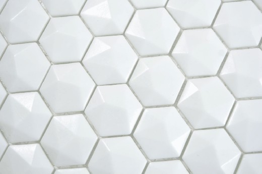 Échantillon manuel Hexagon ECO blanc uni 3D mur carrelage cuisine douche bain MOS11-AR01_m