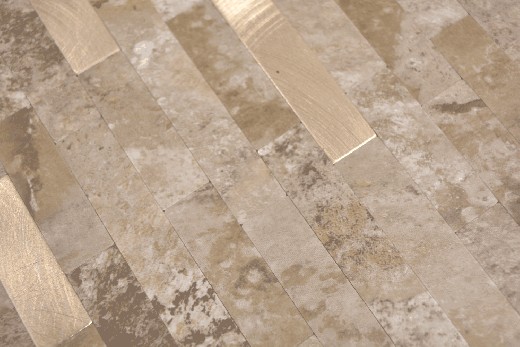 Motif manuel composite vinyle aspect pierre Limestone brun/or Mosaïque murale carrelage MOS200-LBG_m