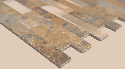 Motif manuel composite vinyle aspect pierre Multi Slate/Gold Mosaïque murale carrelage MOS200-MSG_m