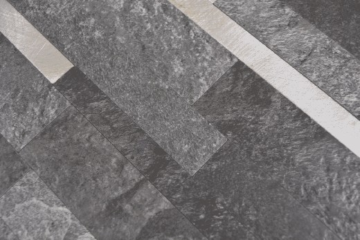 Échantillon manuel composite vinyle aspect pierre noir Qaurtz/argent Mosaïque murale carrelage MOS200-32BS_m