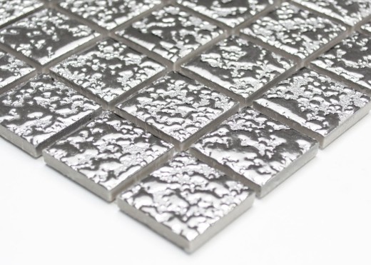 Motif main Carreau de mosaïque Céramique argent martelé MOS18-0207_m