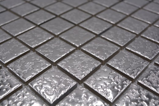 Motif main Carreau de mosaïque Céramique argent martelé MOS18-0207_m
