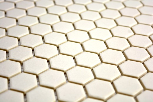 Échantillon manuel de mosaïque Carreau céramique blanc Hexagon beige clair non émaillé MOS11A-1202-R10_m