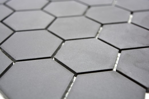 Motif main Carreau de mosaïque Céramique Hexagone noir non émaillé MOS11B-0304-R10_m