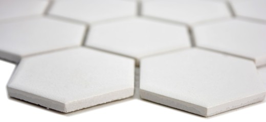 Motif main Carreau de mosaïque Céramique Hexagone blanc non émaillé MOS11B-0102-R10_m