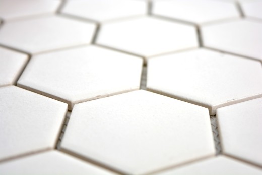 Motif main Carreau de mosaïque Céramique Hexagone blanc non émaillé MOS11B-0102-R10_m