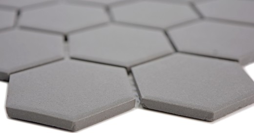 Motif main Carreau de mosaïque Céramique Hexagone gris foncé non émaillé MOS11B-0213-R10_m