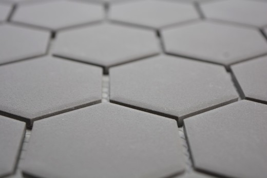 Motif main Carreau de mosaïque Céramique Hexagone gris foncé non émaillé MOS11B-0213-R10_m