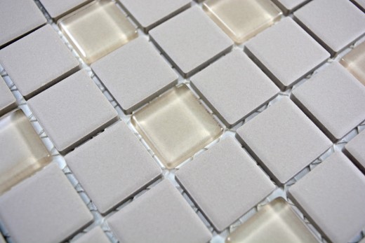 Échantillon manuel de mosaïque Carreau céramique gris clair non émaillé verre MOS18-0212-R10_m