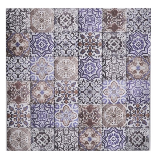 Tapis mosaïque autocollant aluminium rétro multicolore violet cream marron Afrikas Ornament - MOS200-U03