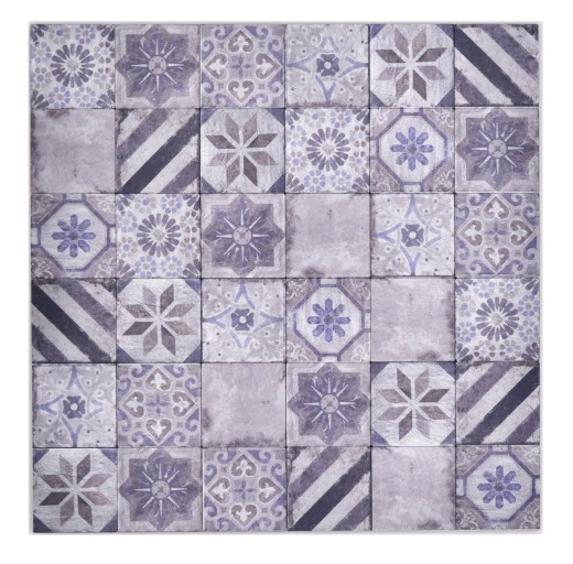 Tapis mosaïque autocollant Alu rétro multicolore violet gris Ornement dAfrique - MOS200-U05
