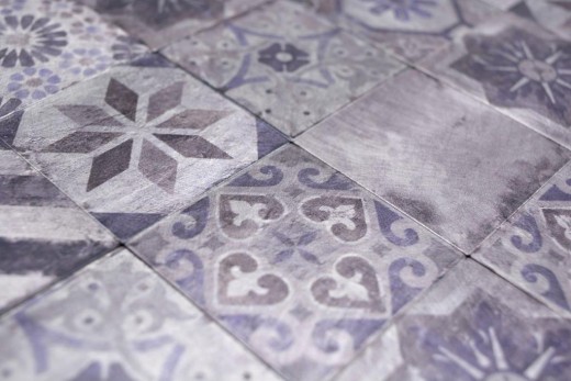 Tapis mosaïque autocollant Alu rétro multicolore violet gris Ornement dAfrique - MOS200-U05