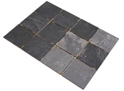 Mosaïque céramique Carreau gris anthracite noir mat aspect pierre Piastrella MOS22-BH493_f | 10 tapis de mosaïque