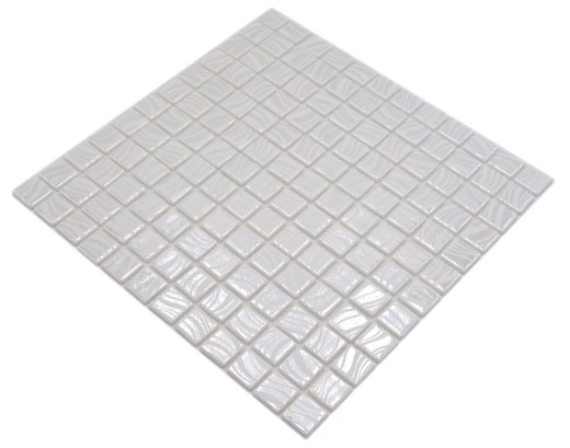 Carreau de mosaïque Mosaïque de piscine Blanc Cream argent brillant métallique douche mur SPAIN - MOS220-78252U_f