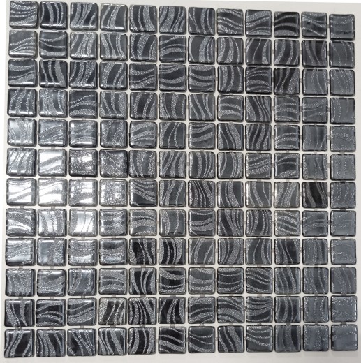 Mosaïque de piscine Carreau de mosaïque Noir graphite Argent douche mur SPAIN - MOS220-78253U_f