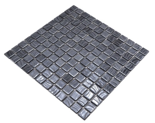 Mosaïque de piscine Carreau de mosaïque Noir graphite Argent douche mur SPAIN - MOS220-78253U_f