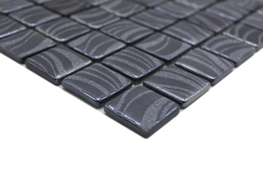 Mosaïque de piscine Carreau de mosaïque Noir graphite Argent douche mur SPAIN - MOS220-78253U_f