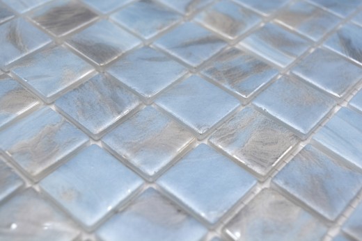 Échantillon manuel Mosaïque de piscine Mosaïque de piscine bleu clair marbré gris cream argent chatoyant douche mur SPAIN - MOS220-71252U_m