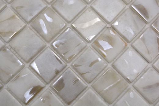 Motif main Mosaïque de piscine Mosaïque de verre Ivoire Cream Beige chatoyant changeant mur sol cuisine salle de bain douche - MOS220-71380U_m
