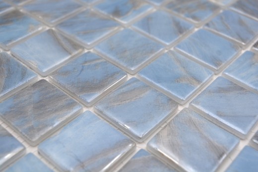 Échantillon manuel Mosaïque de piscine Mosaïque de verre marbré chatoyant gris cream argenté mur sol cuisine salle de bain douche - MOS220-71382U_m