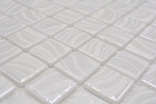 Échantillon manuel Carreau de mosaïque Mosaïque de piscine Blanc Cream argent brillant métallique douche mur SPAIN - MOS220-78252U_m