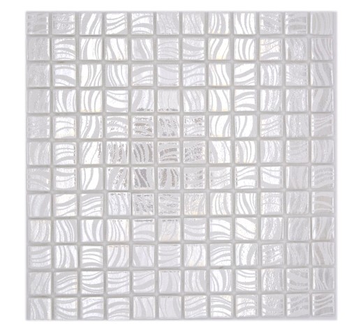 Échantillon manuel Carreau de mosaïque Mosaïque de piscine Blanc Cream argent brillant métallique douche mur SPAIN - MOS220-78252U_m