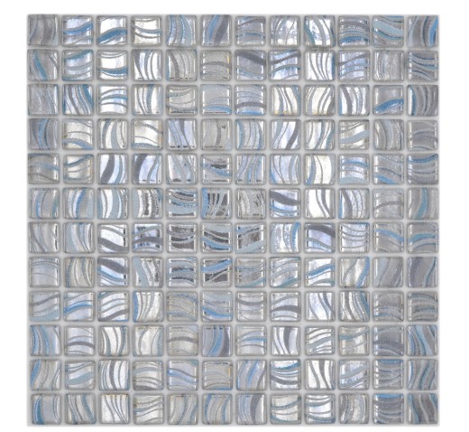 Motif main Mosaïque piscine Mosaïque piscine argent bleu or - accents turquoise douche mur SPAIN - MOS220-78254U_m