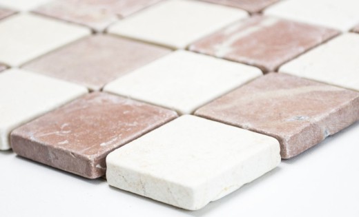 Mosaïque carreau marbre pierre naturelle crème beige rouge Random MOS42-1004_f