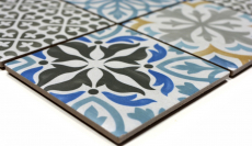 Motif main Retro Vintage Carreau de mosaïque Céramique crème bleu orange gris mat MOS22B-1406_m