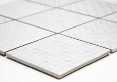 Motif main Retro Vintage Carreau de mosaïque Céramique blanche Geo White MOS22B-1401_m