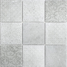 Mosaïque rétro vintage mur céramique aspect ciment gris mix carrelage cuisine - MOS22-CELLO