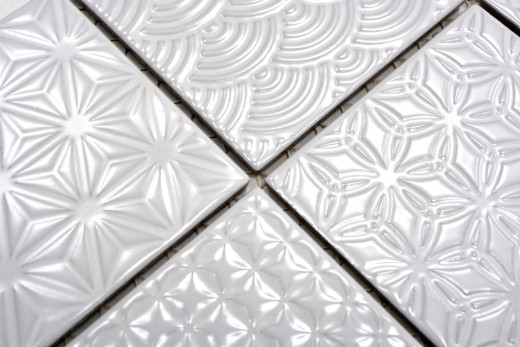 Mosaïque rétro vintage mur céramique blanc structure carreau salle de bain carrelage mural - MOS22B-0104