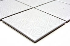 Mosaïque rétro vintage mur céramique blanc structure carreau salle de bain carrelage mural - MOS22B-0104