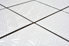 Mosaïque rétro vintage mur céramique blanc structure carreau salle de bain carrelage mural - MOS22B-0104